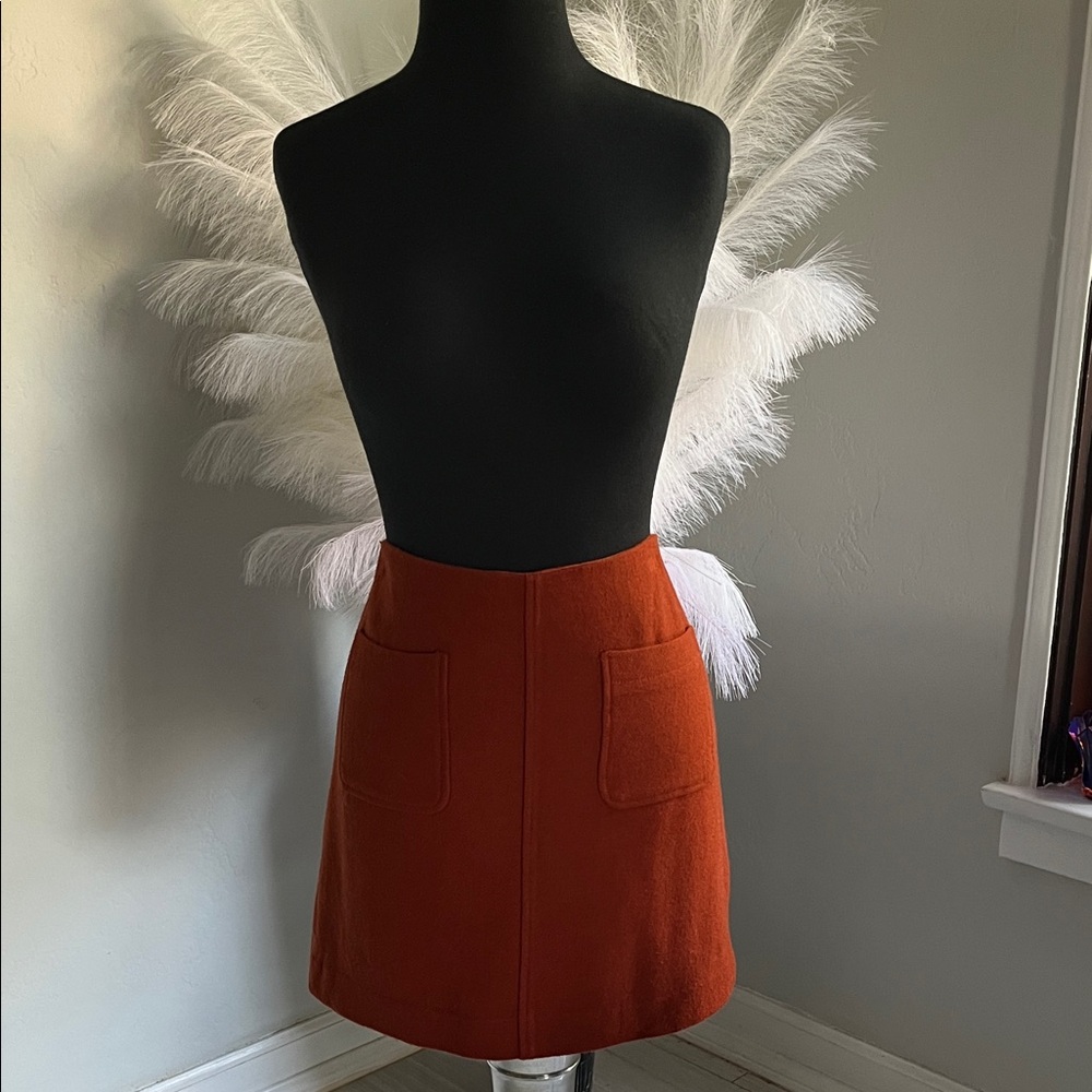 Madewell Rust Orange Mini Skirt with Front Patch Pockets